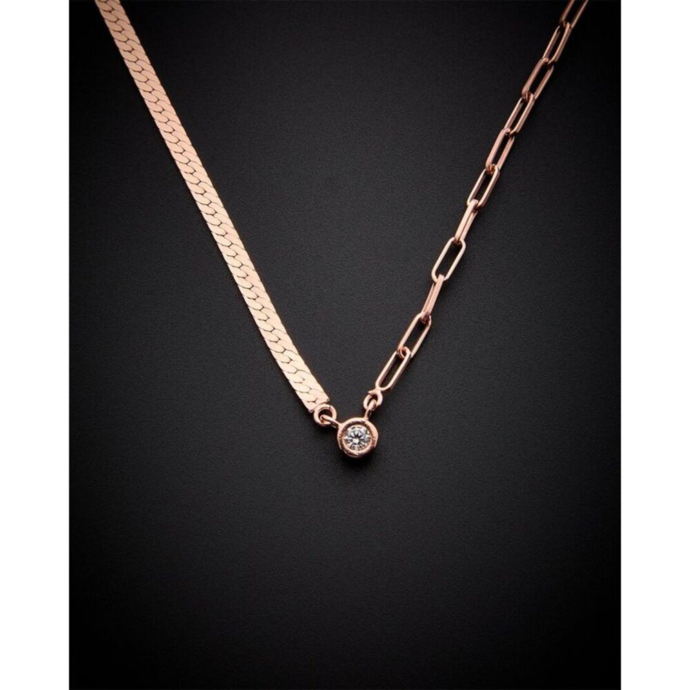 Meshmerise 18K Over Silver 0.1 Ct. Tw. Diamond Necklace, Pink